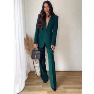 ZARA DARK GREEN TUXEDO COLLAR BLAZER